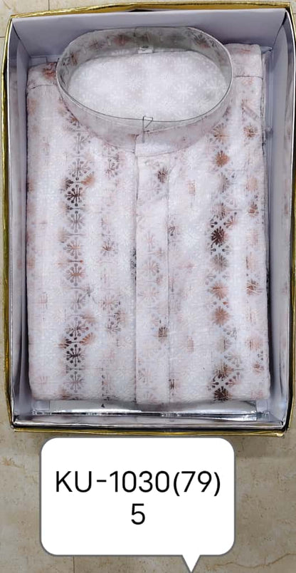 Men’s Stylish Cotton Shifli Printed Chicken Embroidery Kurta | Party & Festive Ethnic Wear