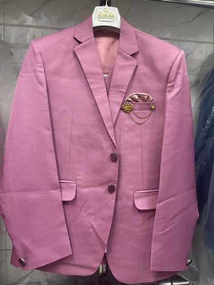 Club AK Men's Premium Dusty Pink 3 Piece Suit | Luxury Wedding, Reception & Party Wear