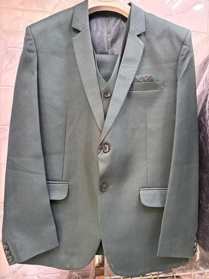 CLUB AK Men's Forest Green Three Piece Suit for Men | Premium Wedding & Reception Wear Suit Set
