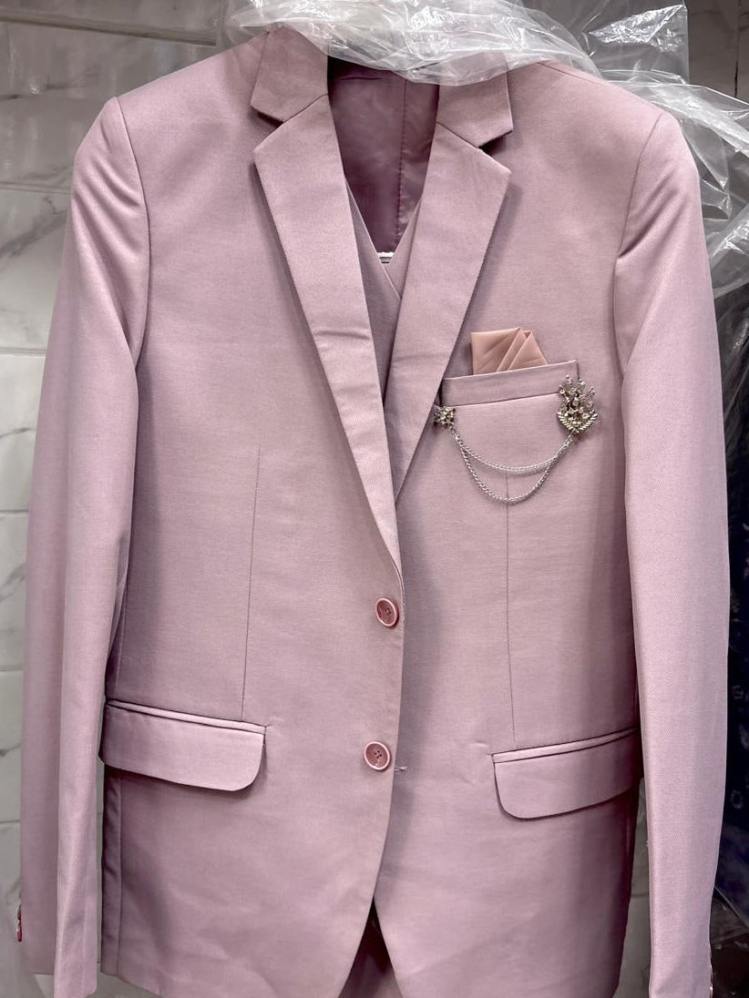 Men's director blush pink three-piece suit