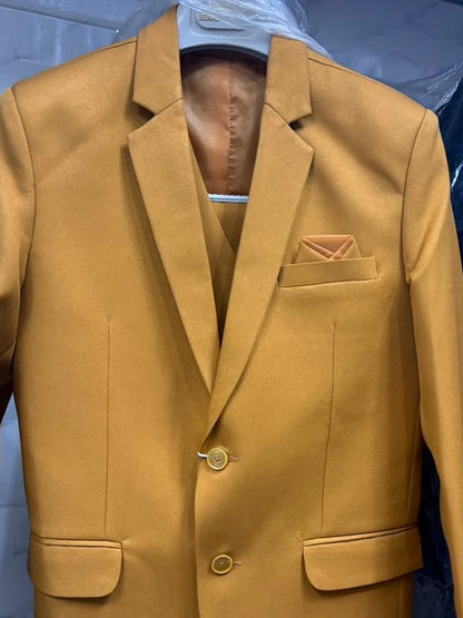 Club AK Men's Mustard Gold Premium Three-Piece Suit