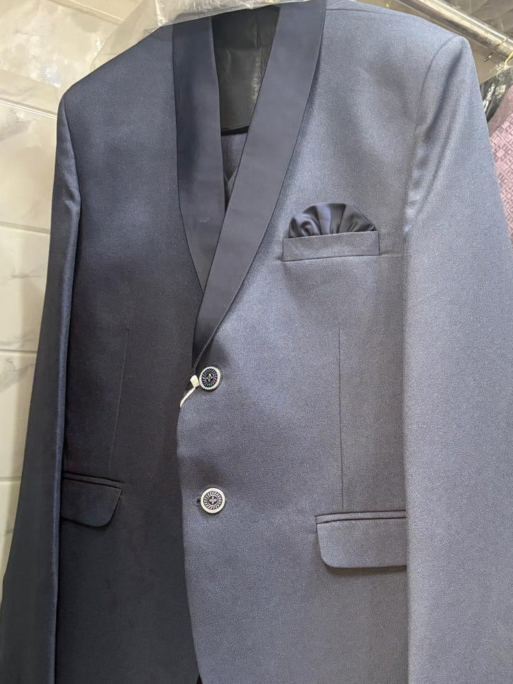 Club AK Men's Navy Blue Three Piece Suit Set