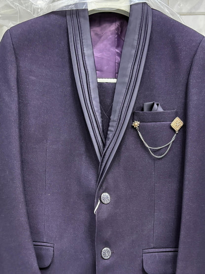 Club AK Men's Wine Purple 3 Piece Suit