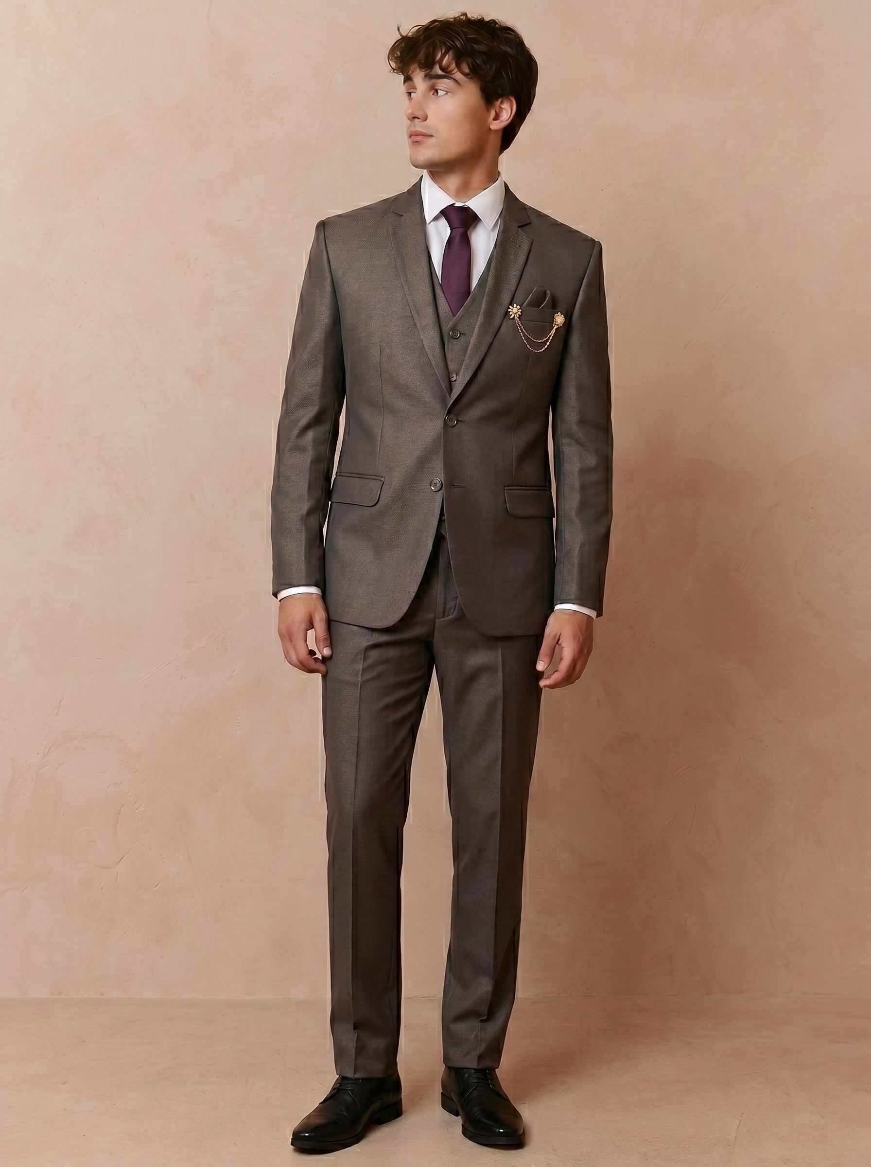 Men's Charcoal Grey 3 Piece Suit