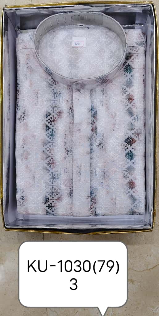 Men’s Stylish Cotton Shifli Printed Chicken Embroidery Kurta | Party & Festive Ethnic Wear