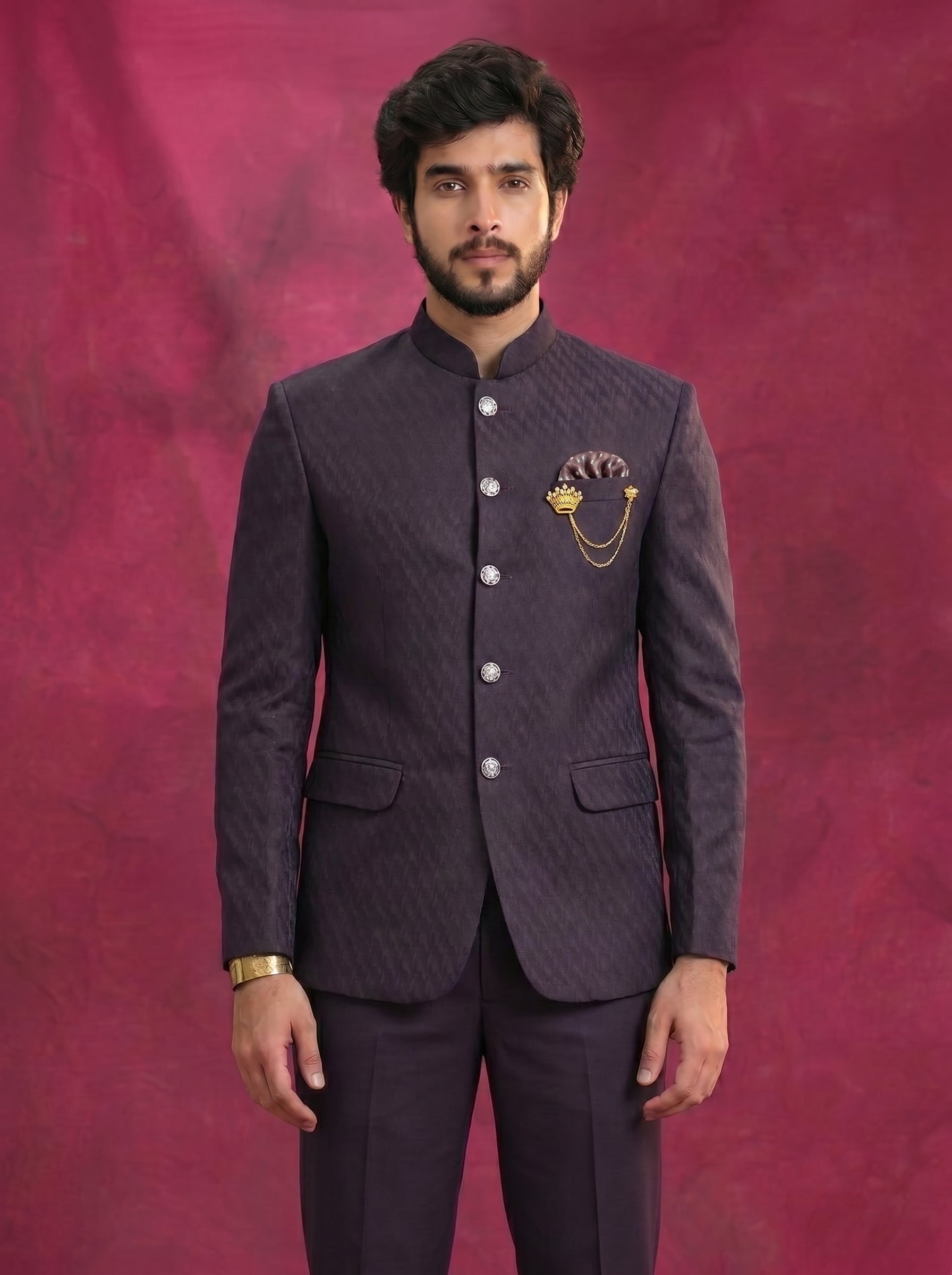 Jodhpuri Royal wine Suits with Pant for Men for Wedding