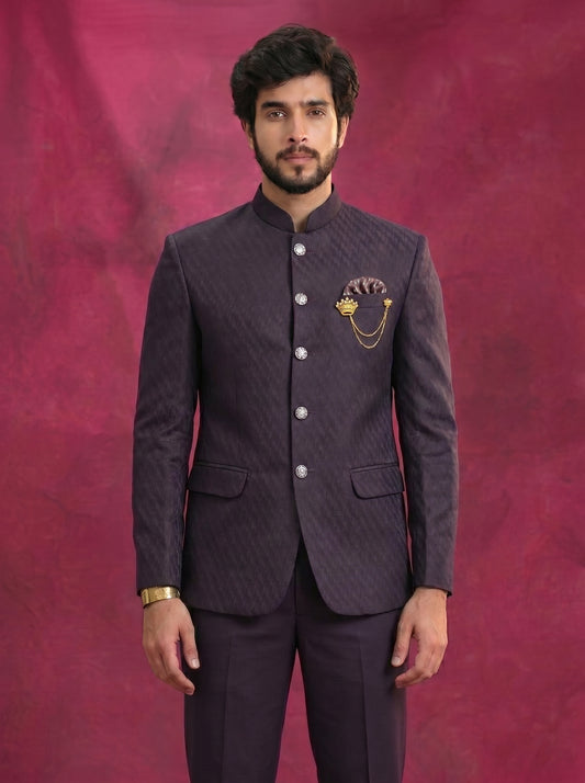 Jodhpuri Royal wine Suits with Pant for Men for Wedding